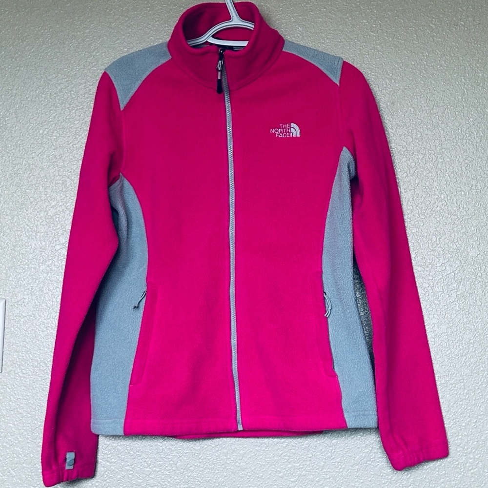 🏔️The North Face Fuchsia and Gray Fleece Jacket Medium GUC - Picture 2 of 10
